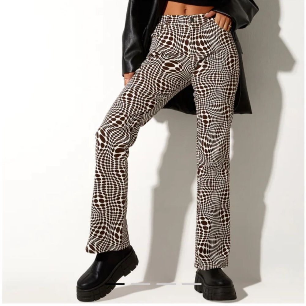Motel Rocks Jopan Flare Trouser In Optic Polka STRETCH